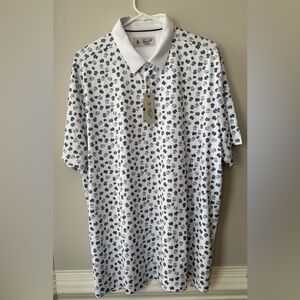 Penguin Mens White and Black Pattern Polo Shirt Size XL